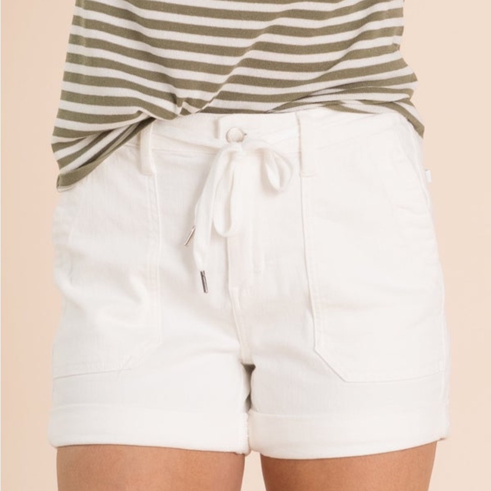 Judy Blue White Cuff Jogger Shorts